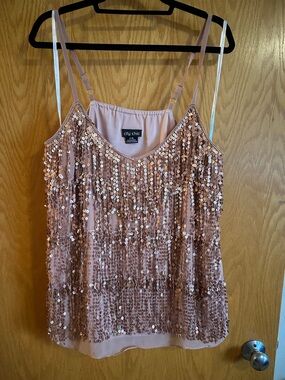 NWOT City Chic Rose Gold Sequin Top 16